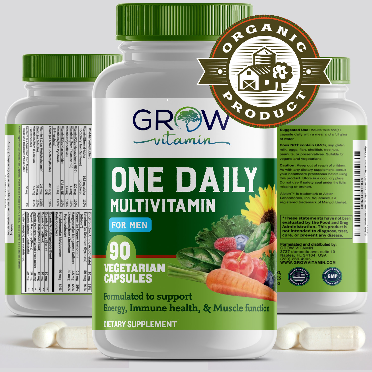 MiracleMult MEGA MultiVitamin and Minerals FOR MEN, with Whole Foods