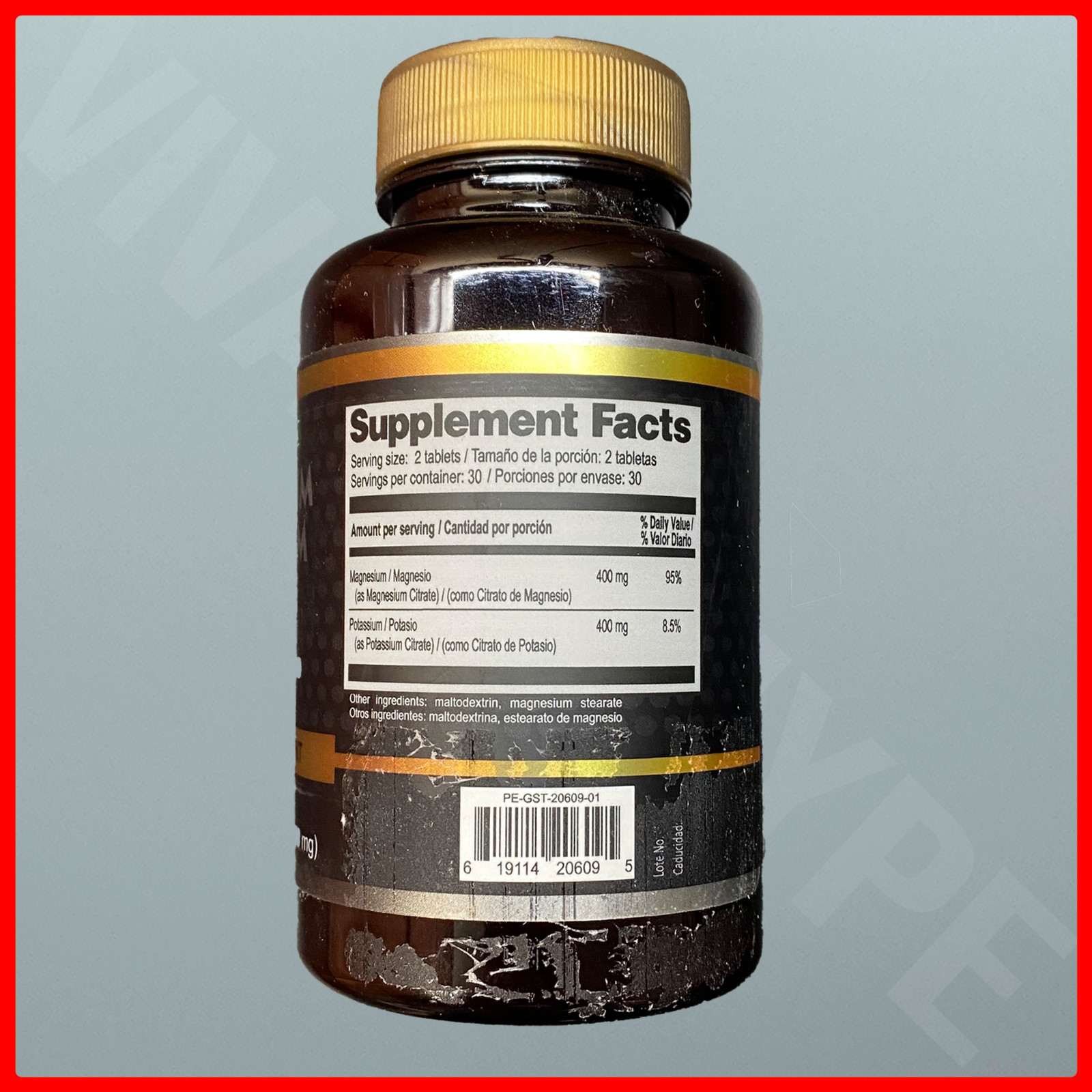 Magnesium Potassium Citrate 60ct 800mg Citrato Magnesio Plantimex Bionutritional
