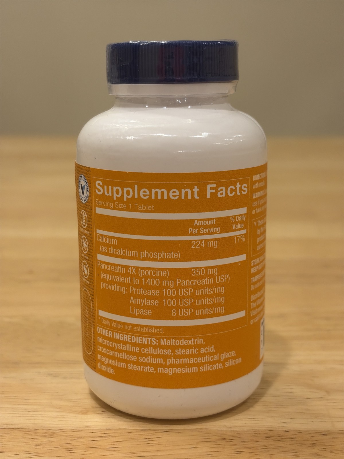 The Vitamin Shoppe Pancreatin 350 mg 100 Tablets Exp 10/2027