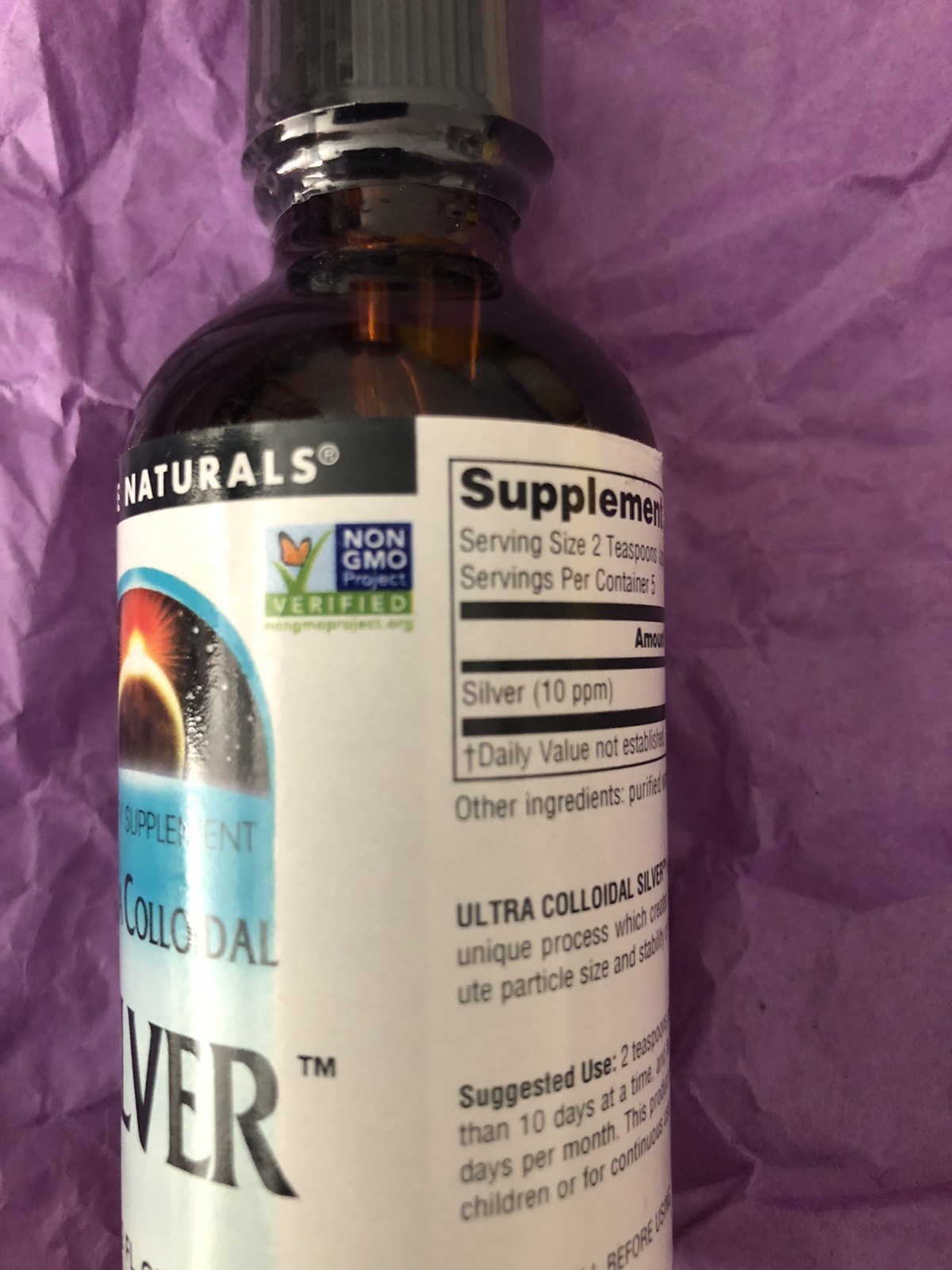 Source Naturals Ultra ￼Colloidal Silver 10 Ppm 2OZ (59.14 Ml) Best By 06/24