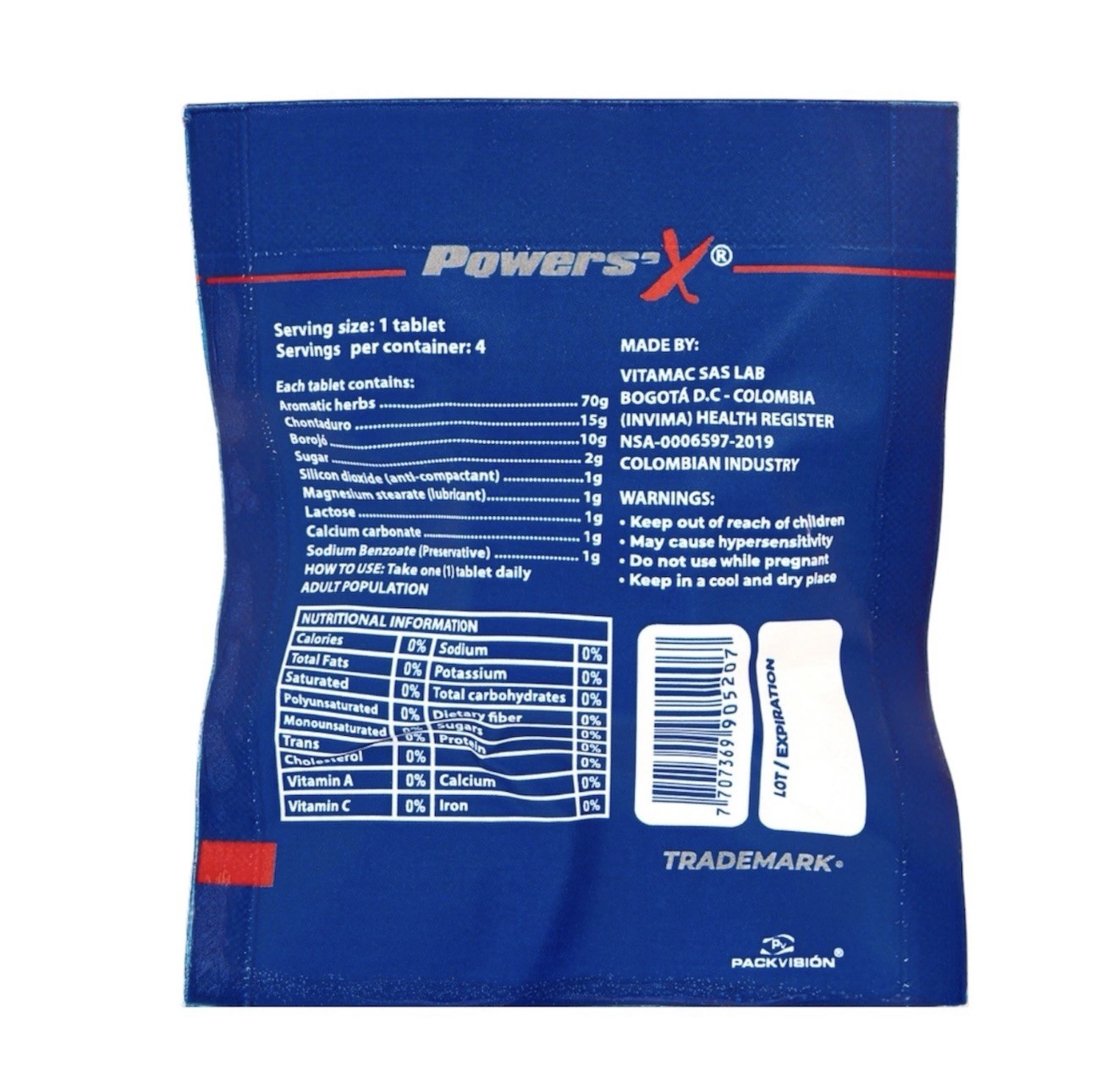 Powers’x Men’s Vitality Support Natural Supplement 8 Pack (32 Tabs)