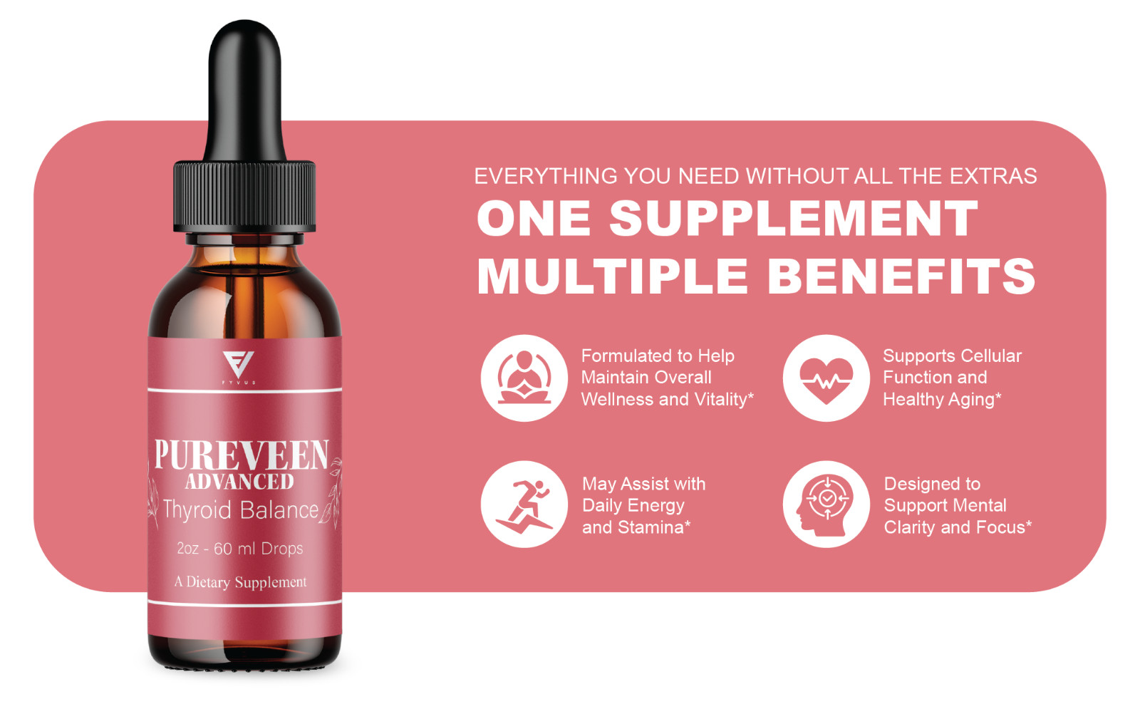 (5 Pack) Pureveen Thyroid Balance Drops, Pure Veen Advanced Formula (10oz)