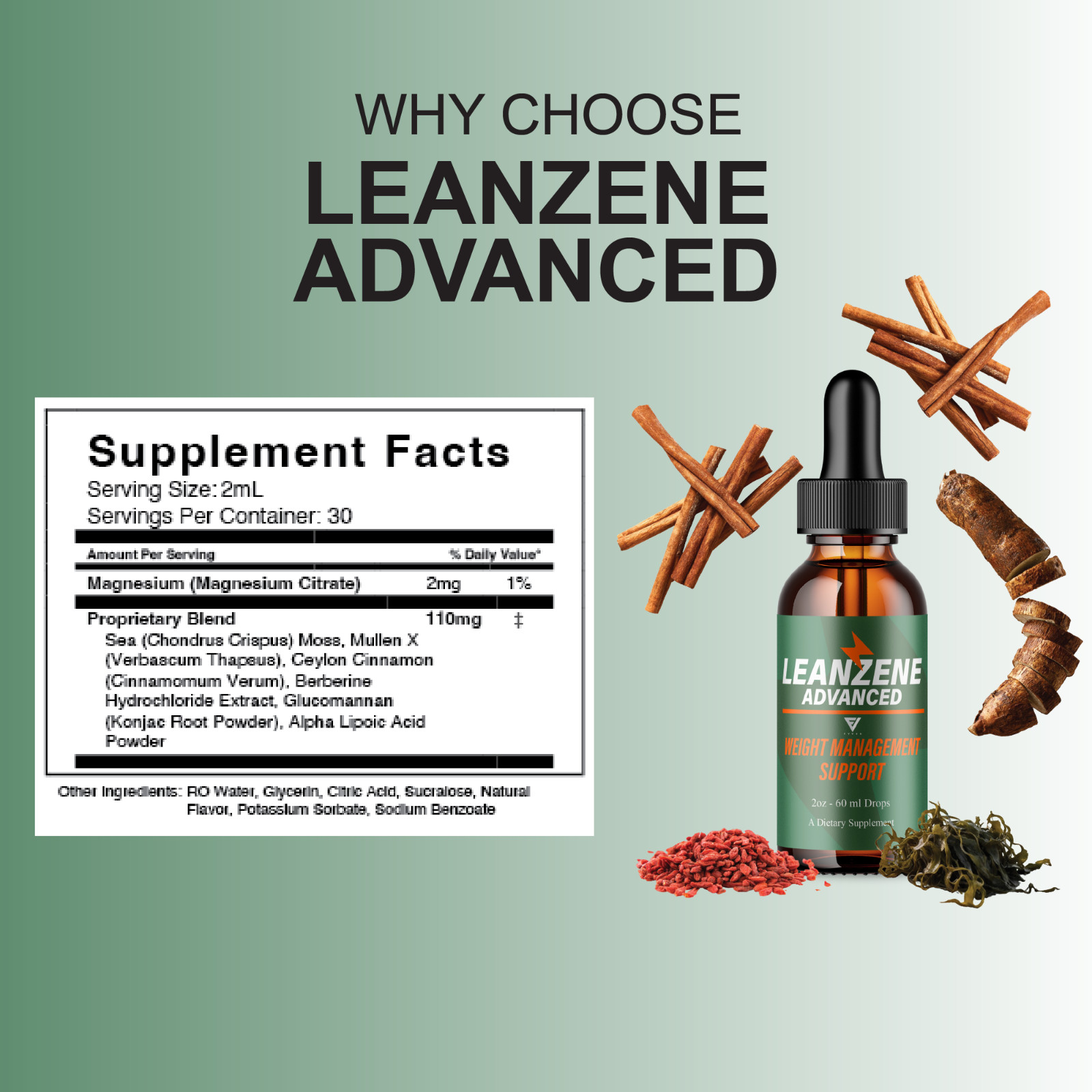 Leanzene Weight Management Support, Leanzene Advanced Drops (2oz)