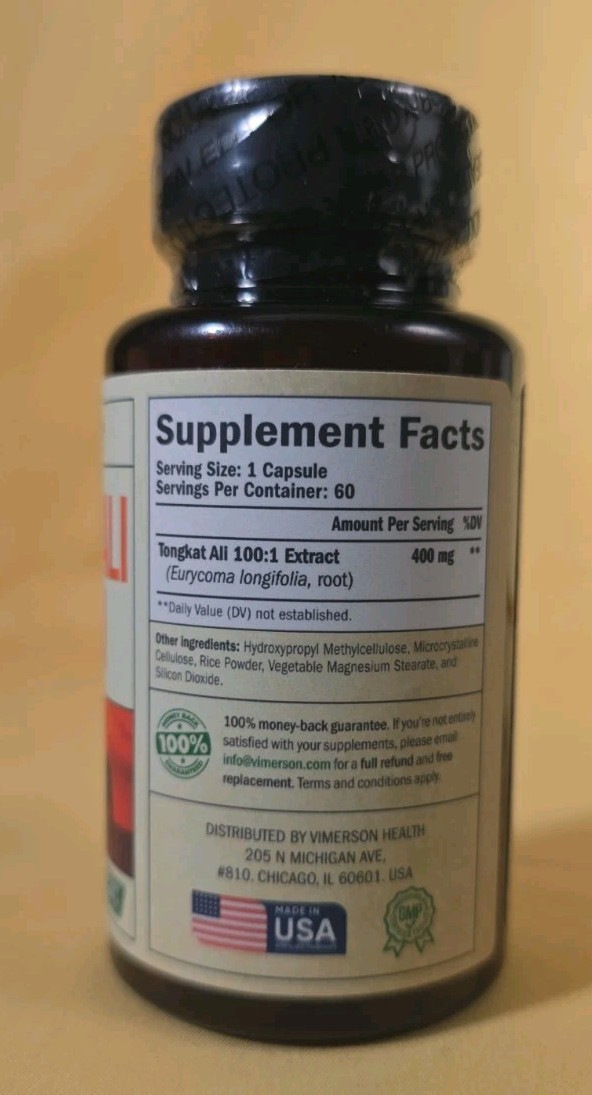 Tongkat Al 400mg – 60 Vegan Capsules Exp: 6/26