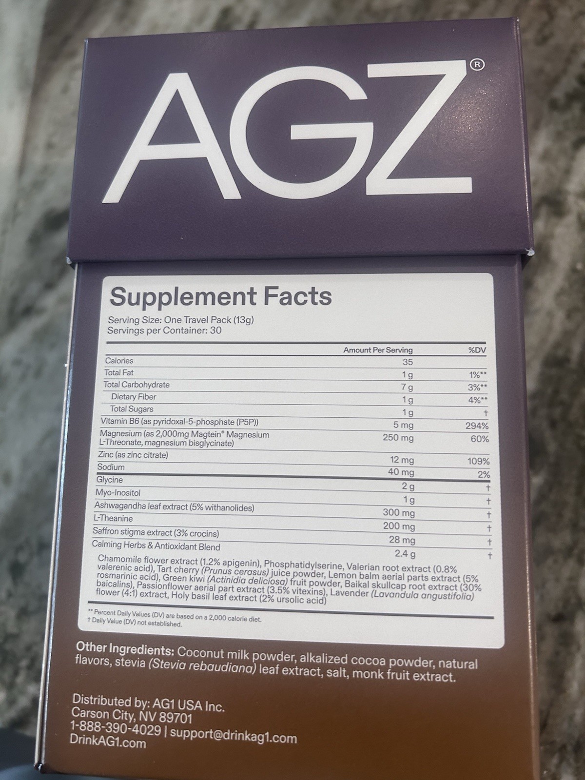 AGZ Nightly Rest & Restore Chocolate Powder Sleep Support 30 x 13g Packs