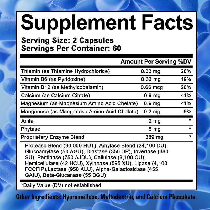 Protease + amylase: Helps enhance digestive and immune functions.