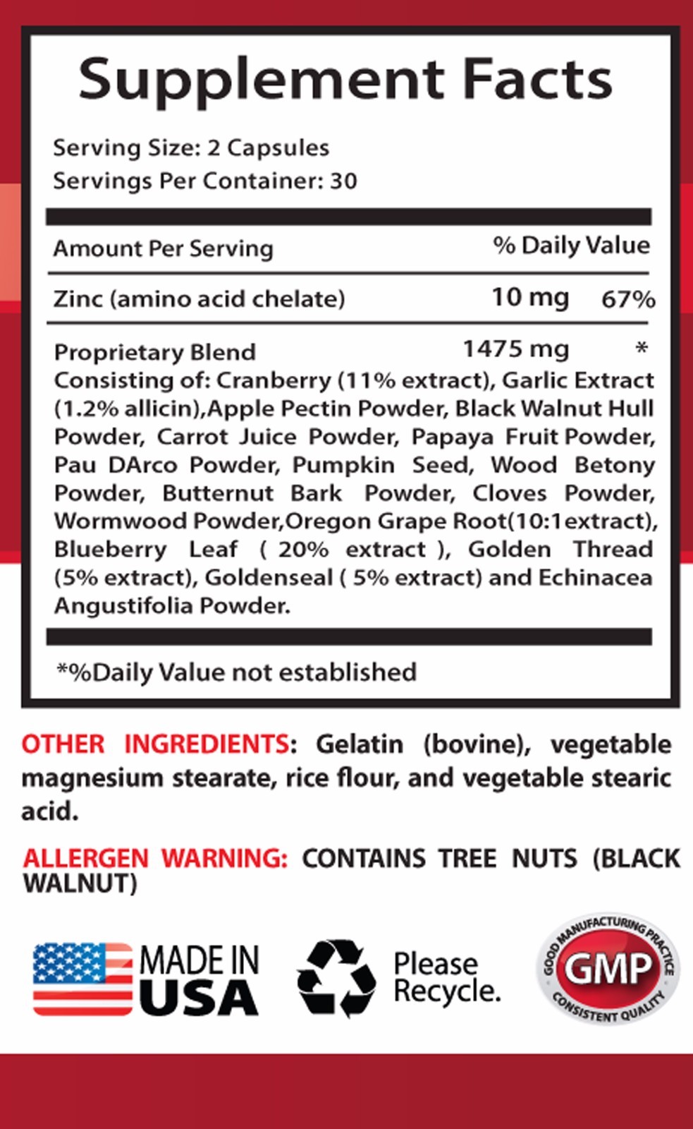 capsule form – ANTI-PARASITE COMPLEX – contains antioxidants – 2 Bottle