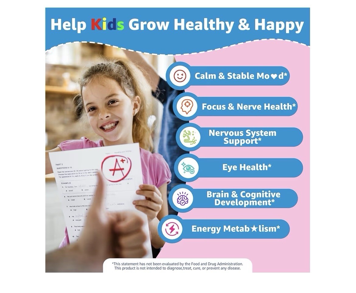 2 Pack Neviss Saffron Magnesium Glycinate For Kids 4+ Focus Calm Happy Mood