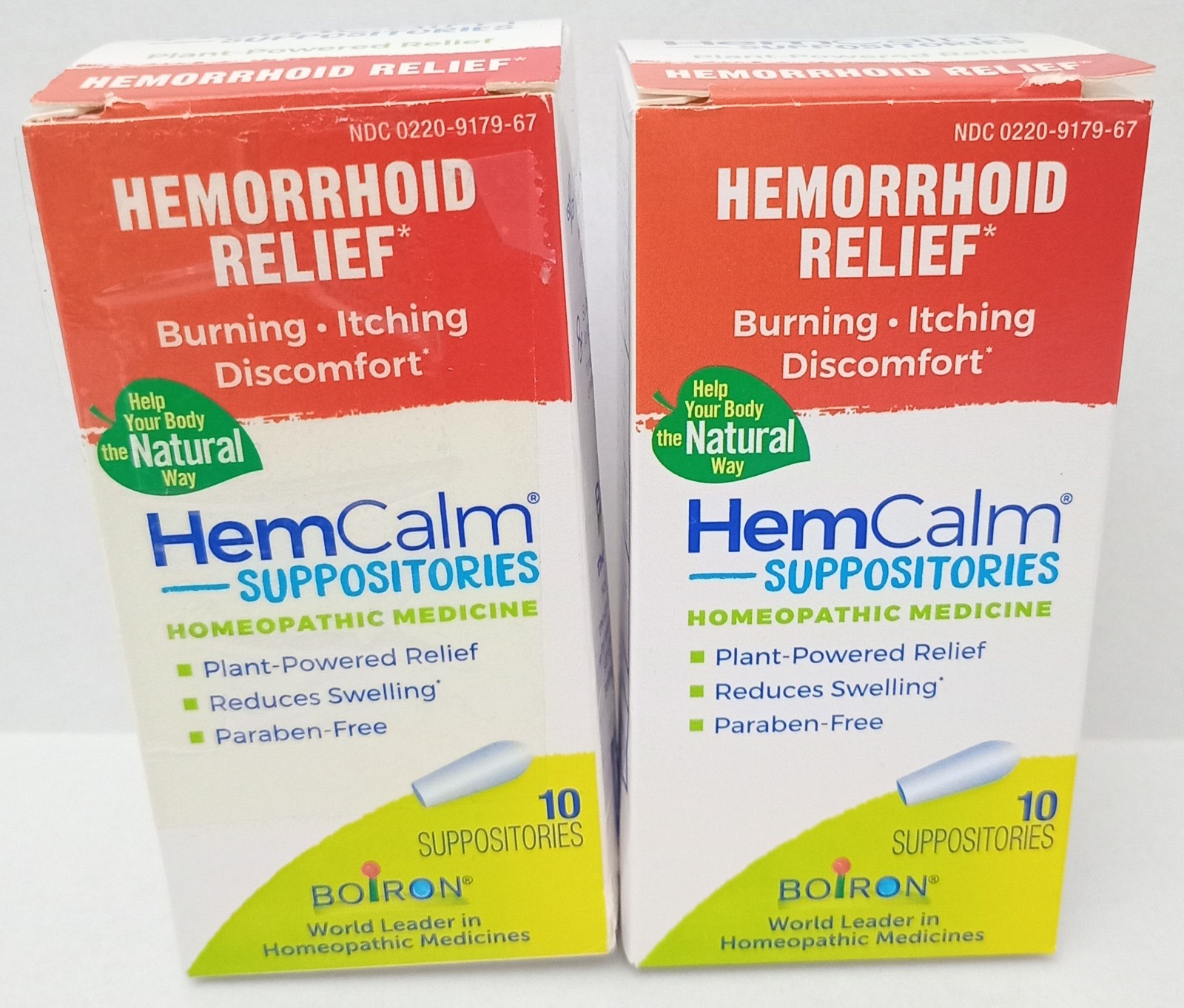 TWO Boiron HemCalm Suppositories Homeopathic Hemorrhoid Relief 10ct Exp 9/2026