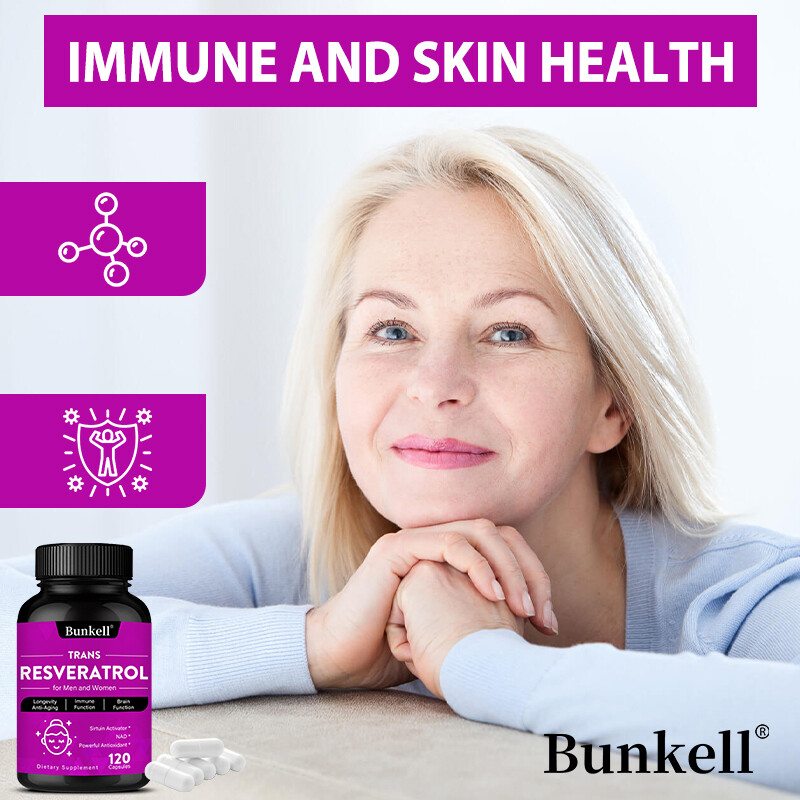 Resveratrol Capsules Anti-Aging Antioxidants, Brain & Immune Support