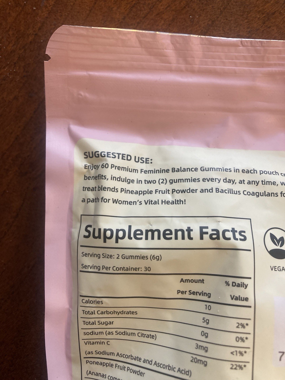 Vital Source Nutrition Premium Feminine Balance Gummies 60ct Pineapple 2/2027