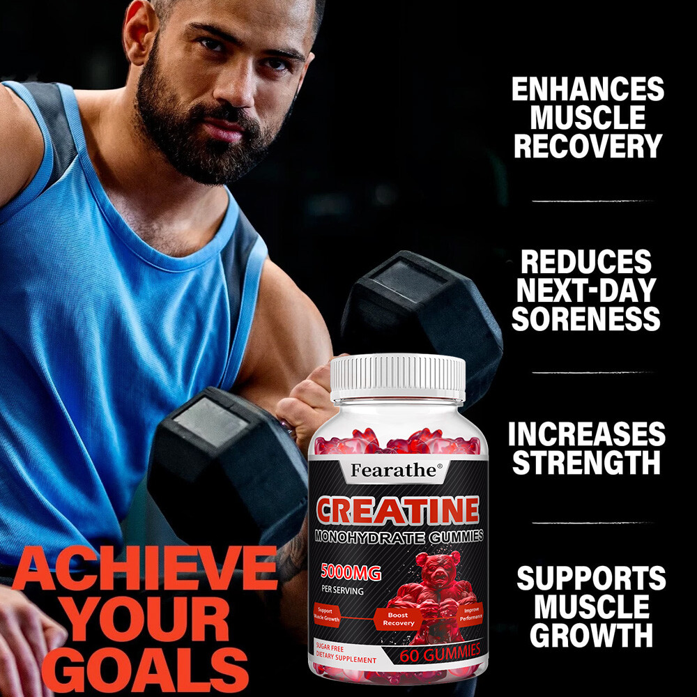 5000mg Creatine Monohydrate Gummies, Sugar Free Muscle Strength & Recovery,60 CT
