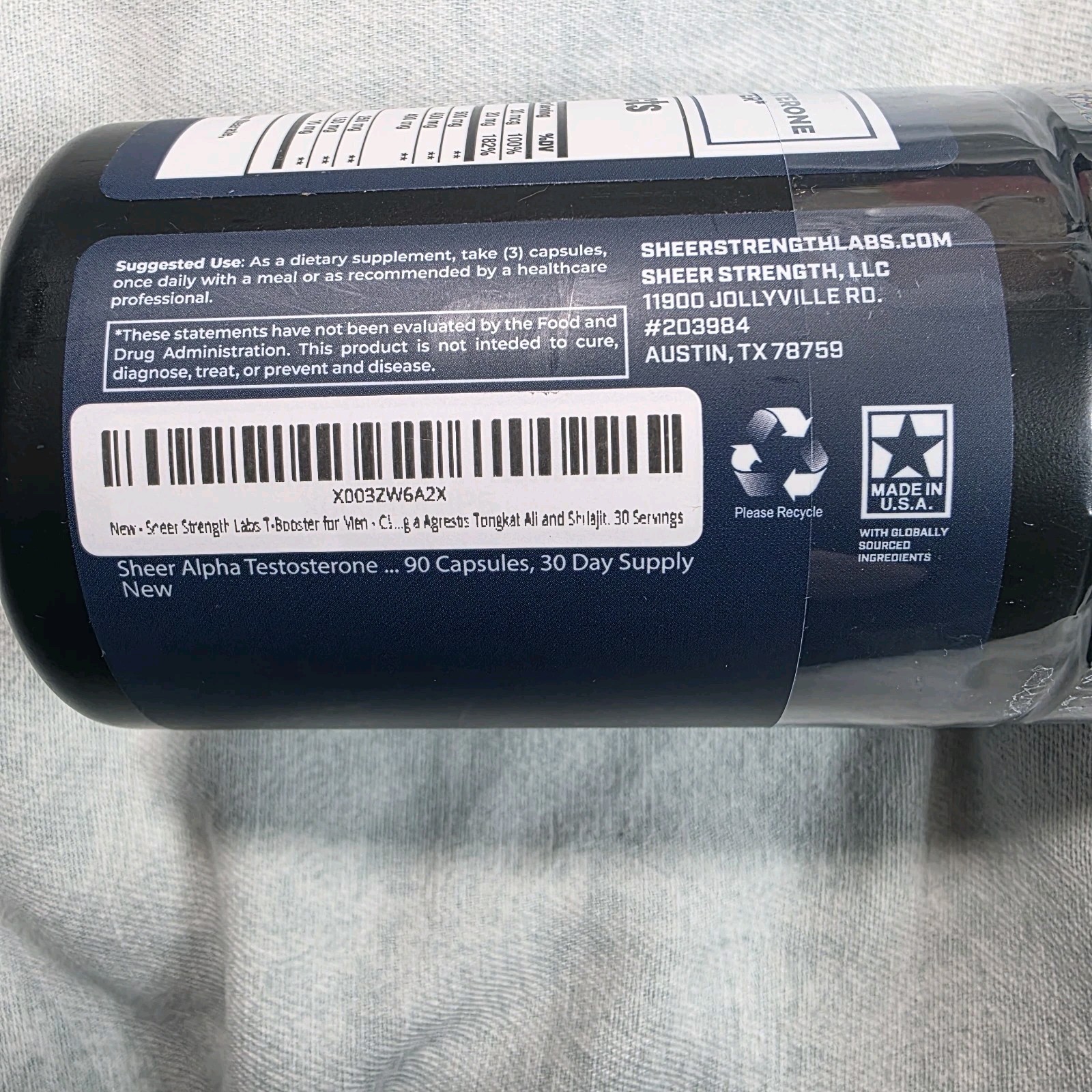 Lot of 3 – Testosterone Booster, Sheer Alpha T-Booster, 90 Caps, 30 Svg / Bottle