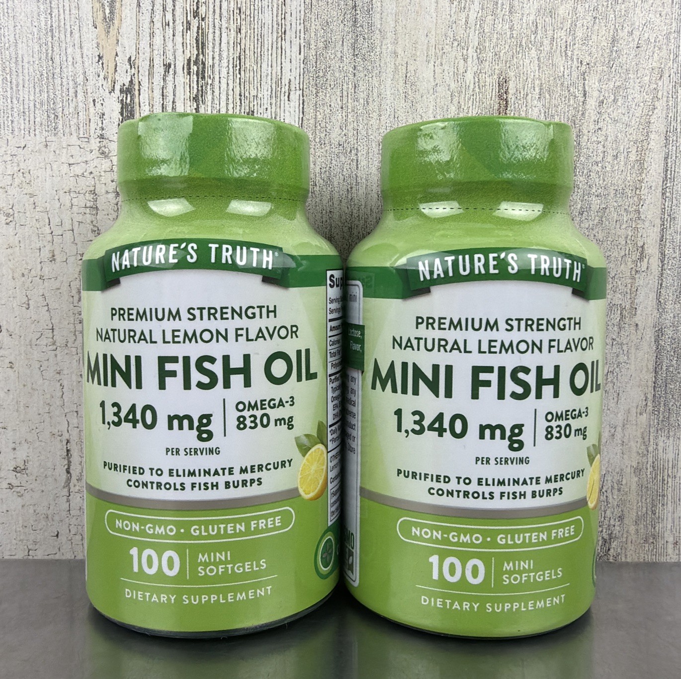 Lot Of 2 Natures Truth Mini Fish Oil 1,340 mg – 100 Soft Gels