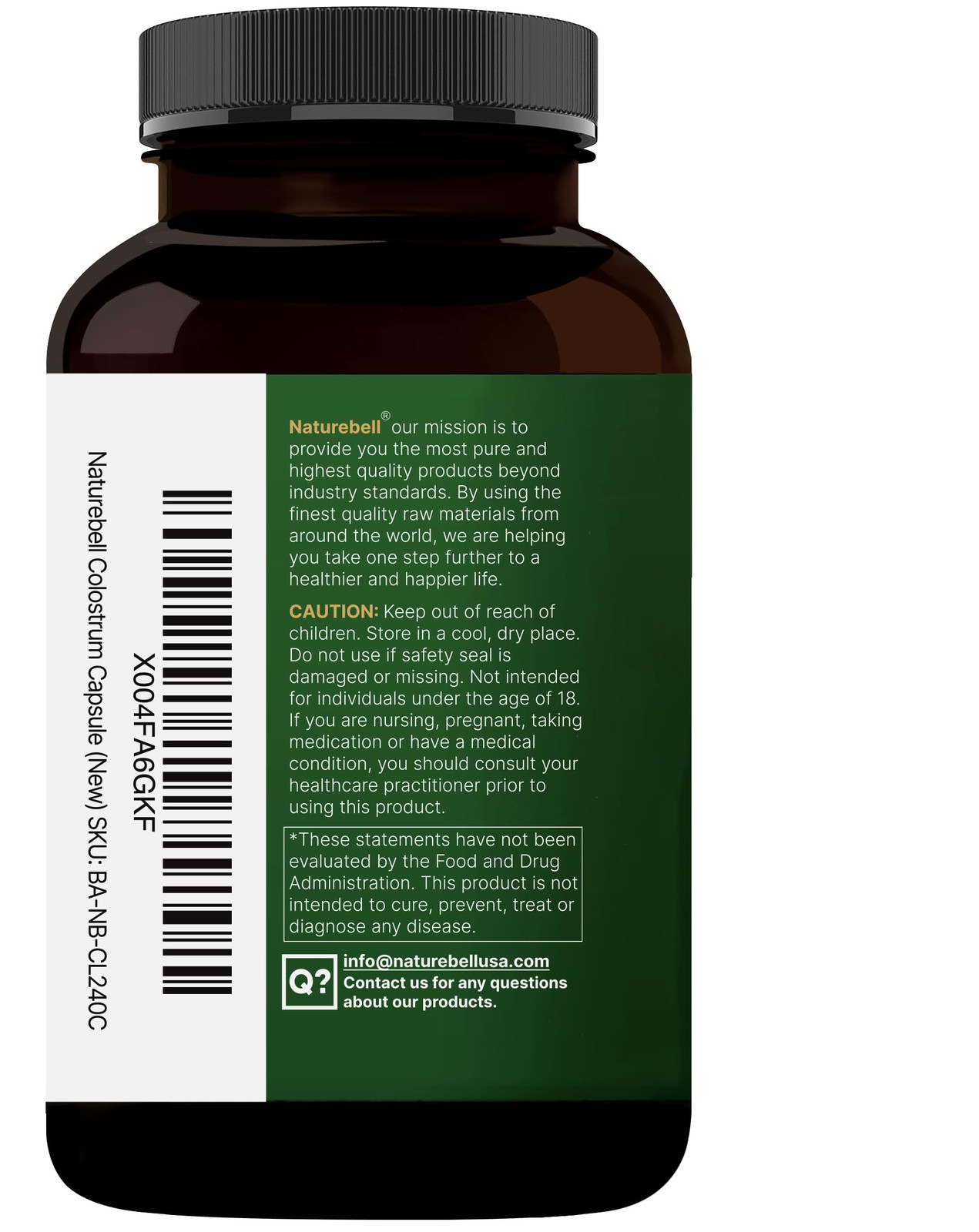 NatureBell Bovine Colostrum Supplement 1,000mg Per 240 Count (Pack of 1)