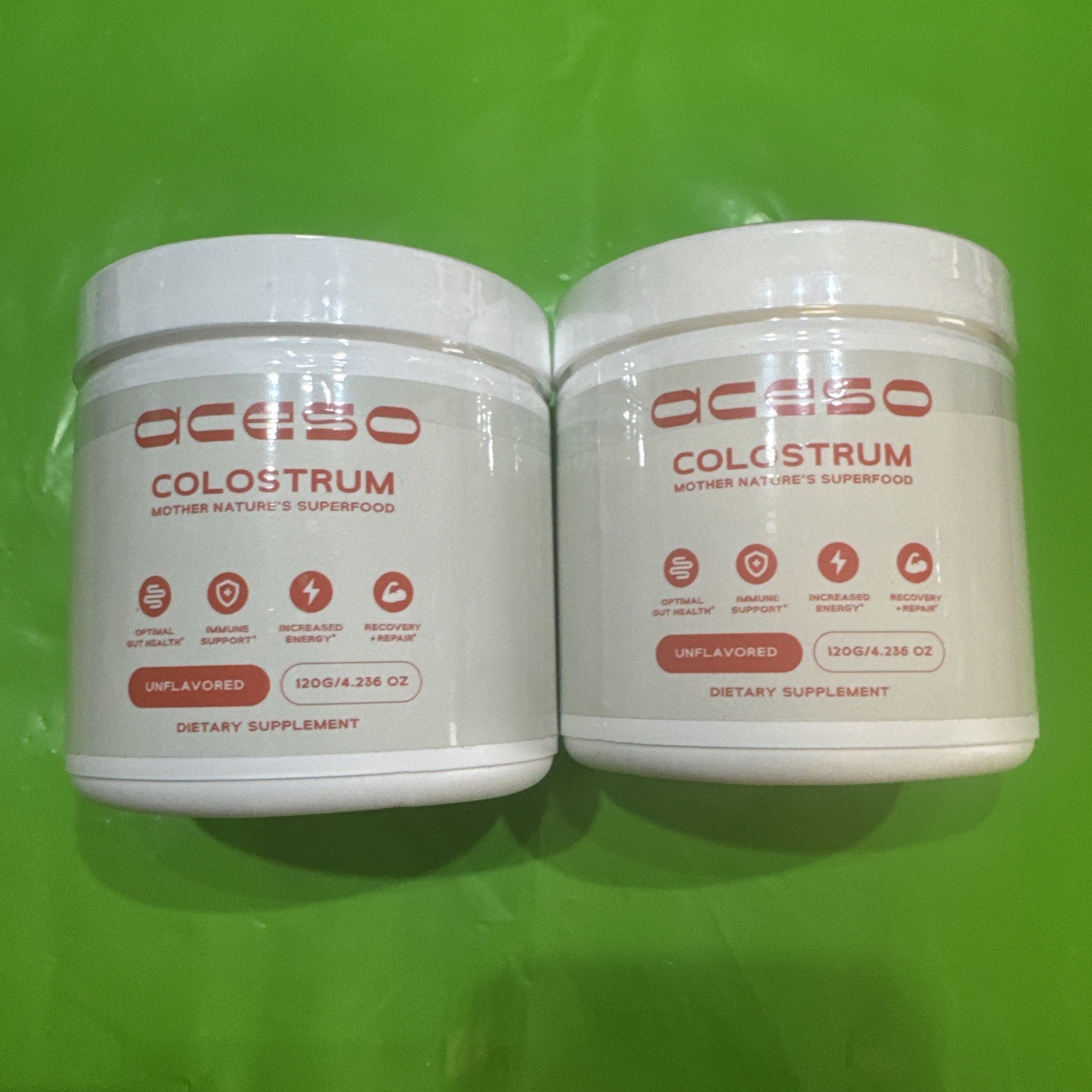 Lot Of 2 Aceso Bovine Colostrum Powder Immune Support Unflavored 120g rBST-Free