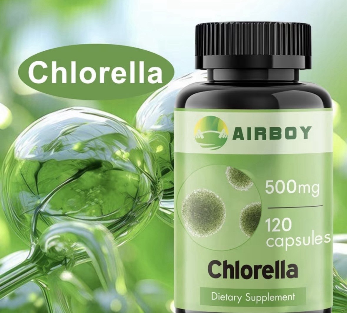 AIRBOY Chlorella 500mg 120 Capsules Antioxidant Dietary Supplement