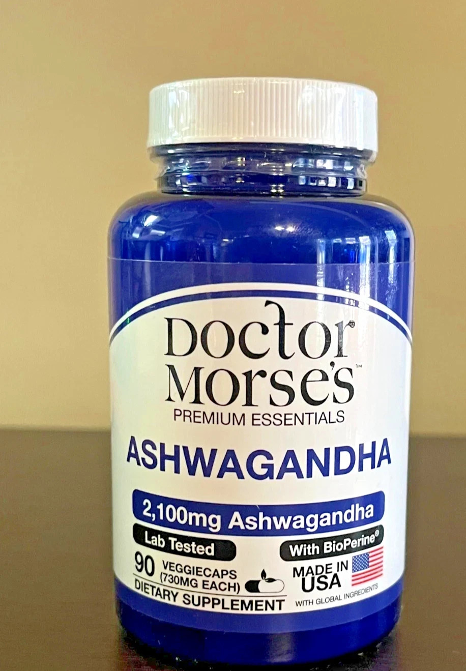 Ashwagandha 2205 mg Capsules Root Extract & Bioperine Black Pepper: Lab Tested