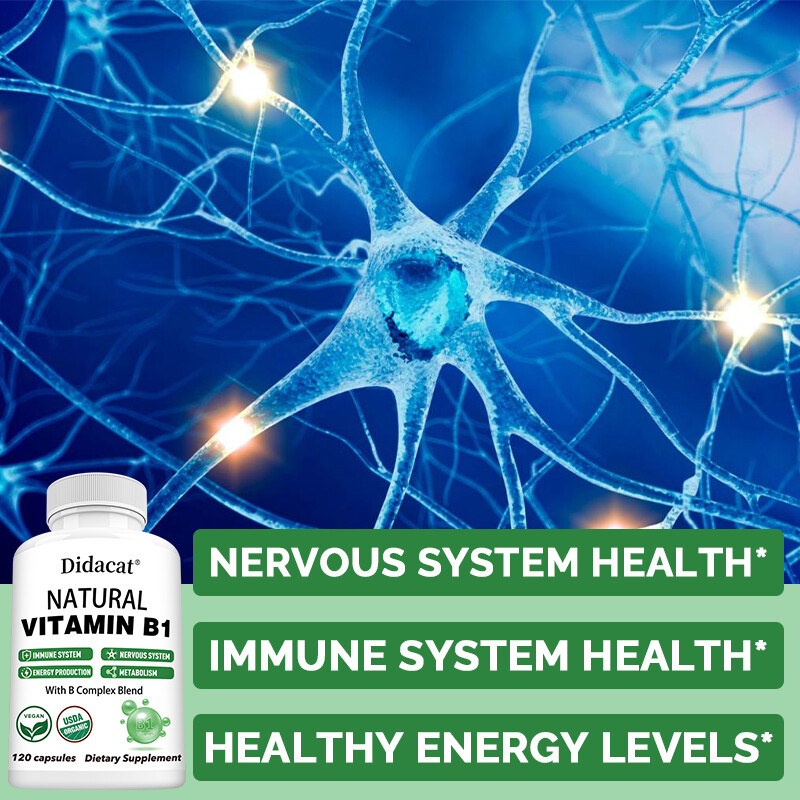 Natural Vitamin B1 Capsules – with 8 Essential Vitamin B Complex for Men & Women