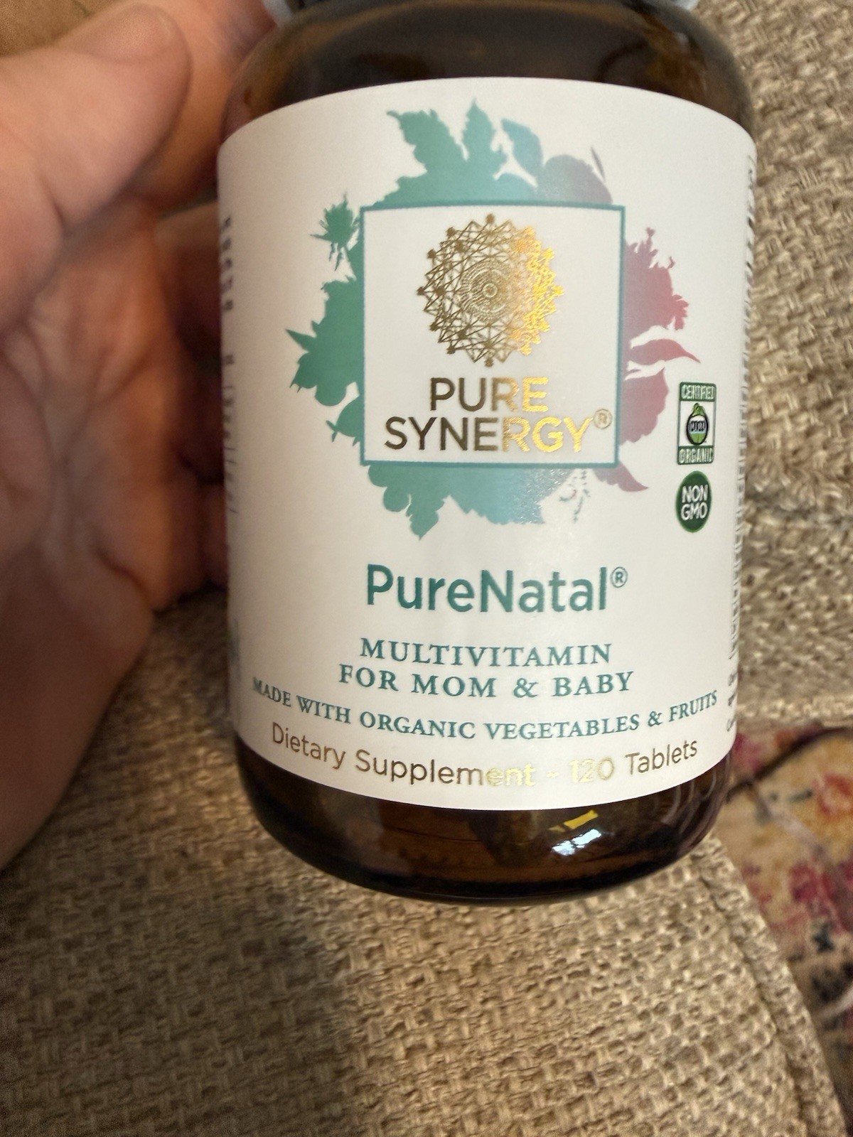 Pure Synergy PureNatal Prenatal Multivitamin Tablets 120 Ct Vegan Exp 06/2028