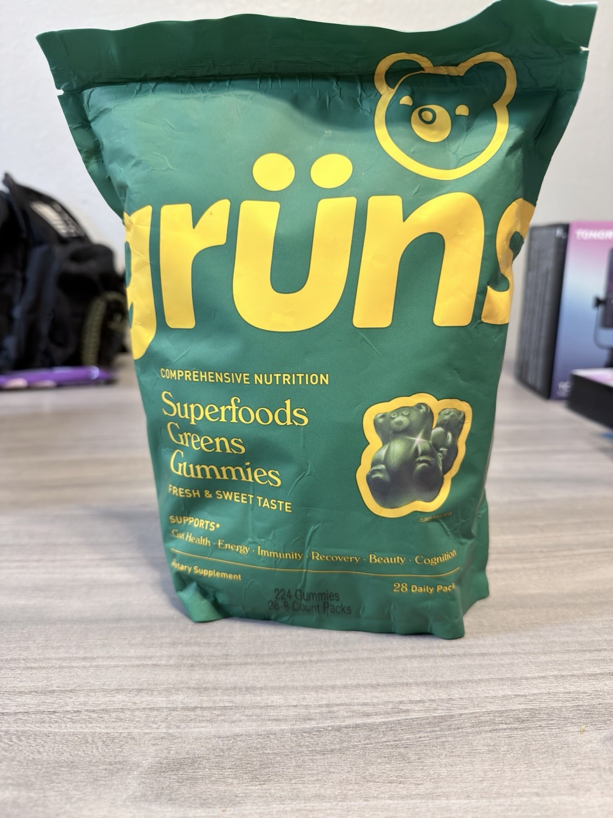grüns Superfoods Greens Gummies Vegan Gluten Free, 224 Count 28-Day Pack