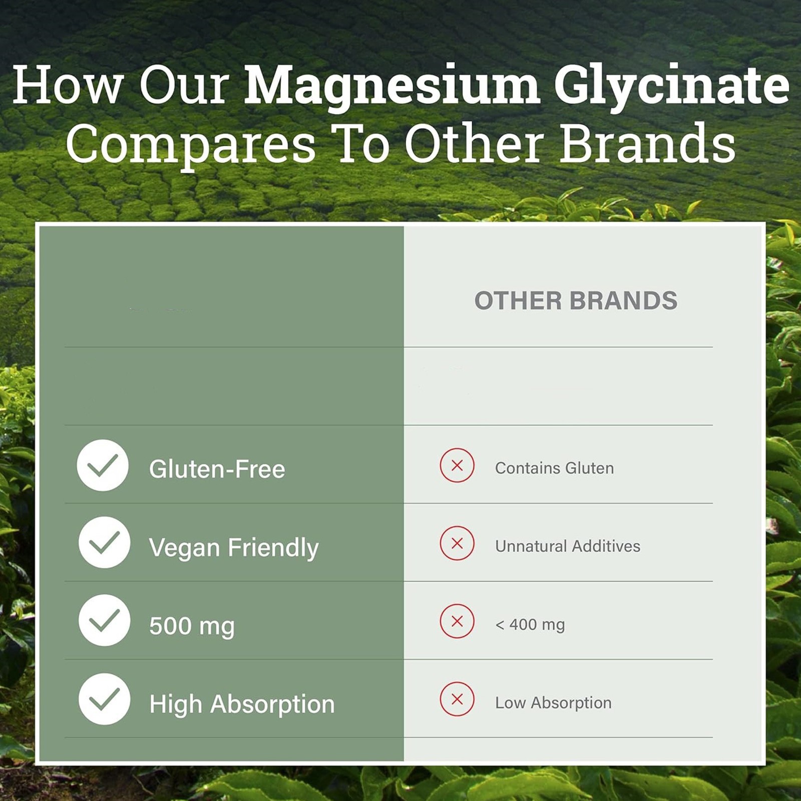 Earth Harmony Pure Chelated Magnesium Glycinate – Mg 500 120 Gelatin Capsules.