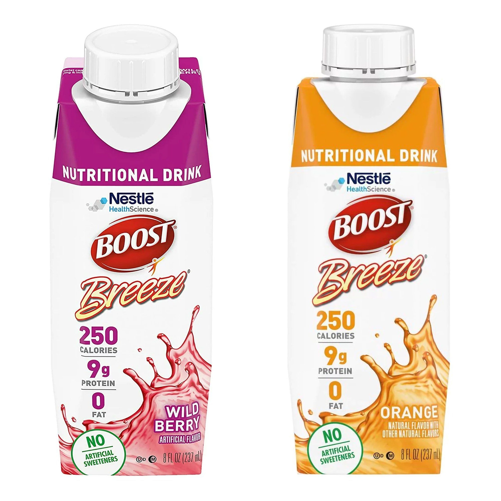 Boost Breeze Variety (Orange, Wild Berry) Nutritional Drink, 8-ounce carton