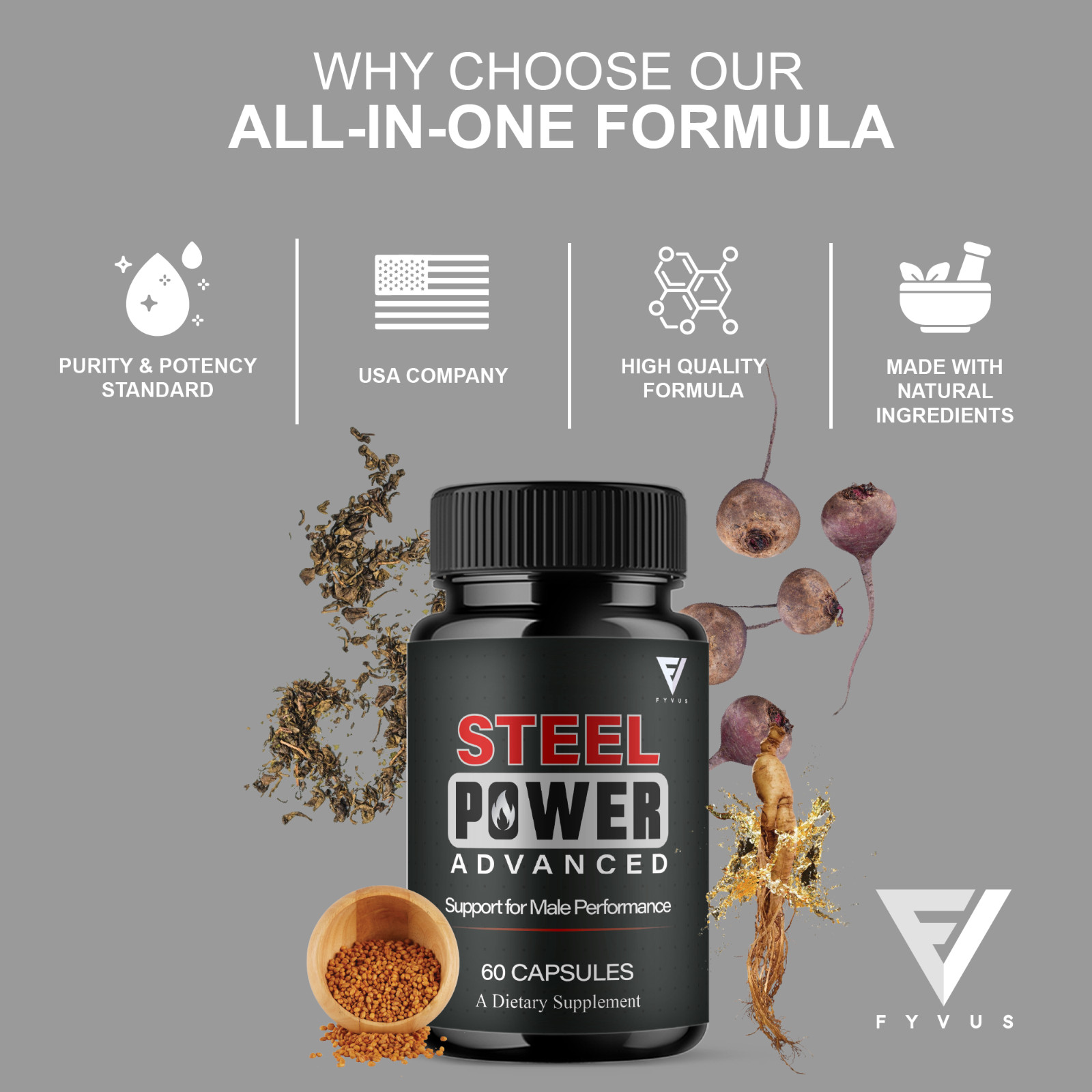 Steel Power Advanced Performance Supplement, Steel Power (60 Capsules)