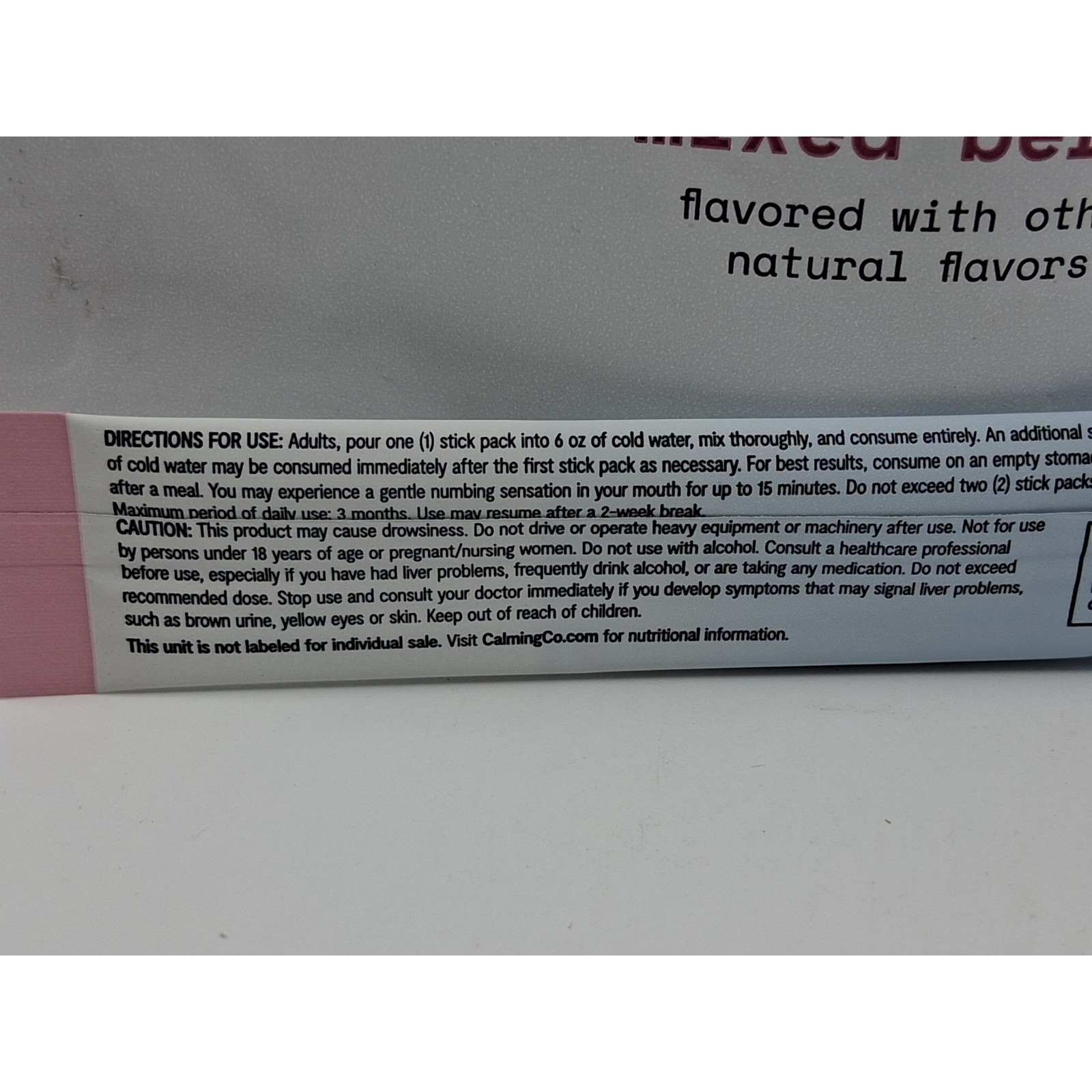 Calming Co U Relax – Mixed Berry 15 sticks MFG: 9/2025 open bag, SEALED packets