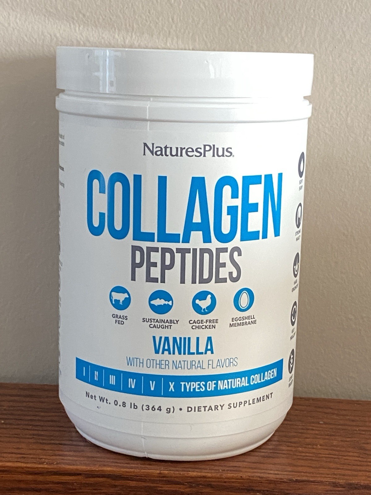 NEW NaturesPlus Collagen Peptides Vanilla Powder 0.8 lb (364 g) Non-GMO GF