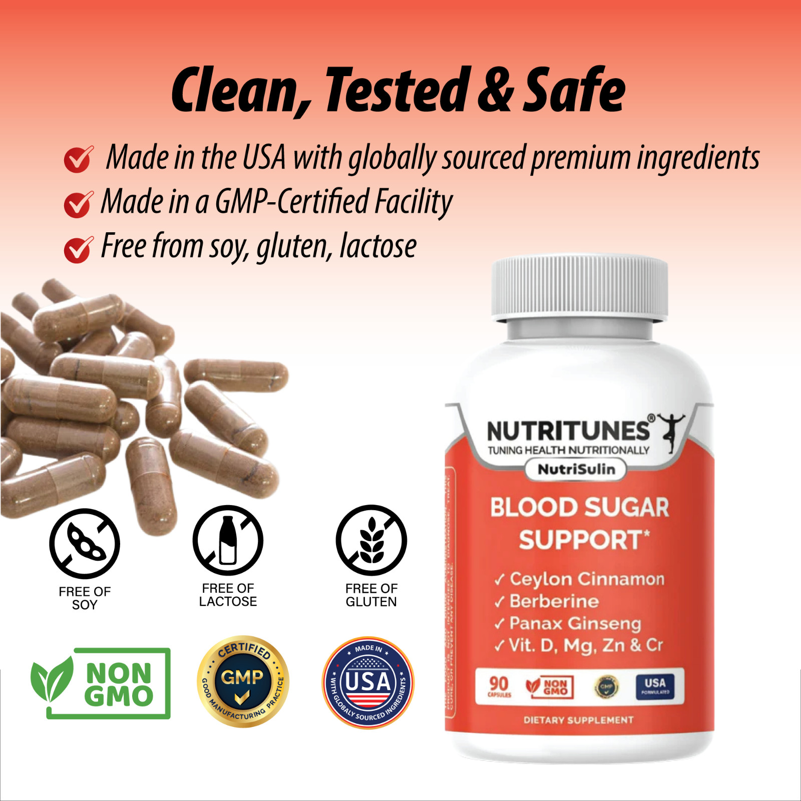 Blood Sugar Support Supplement NutriSulin – Berberine Cinnamon Ginseng & more