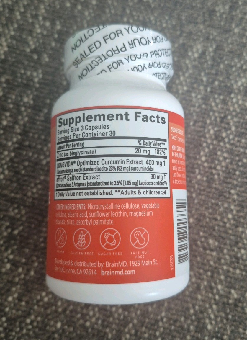 BrainMD Happy Saffron Plus Vegan Capsules Mood Memory Sexual Function 90 ct