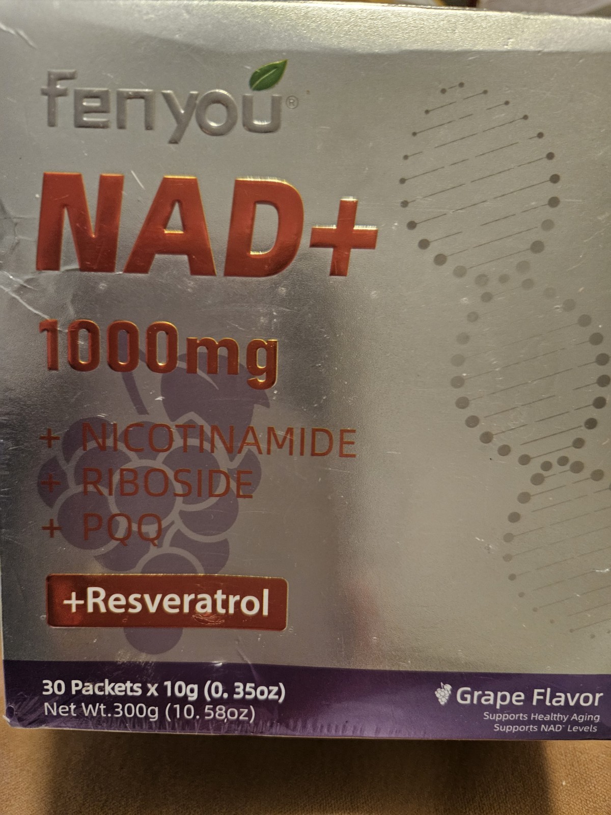 FENYOU NAD+ 1000mg 30 Packets Nicotinamide Riboside, PQQ, Grape Exp 2027