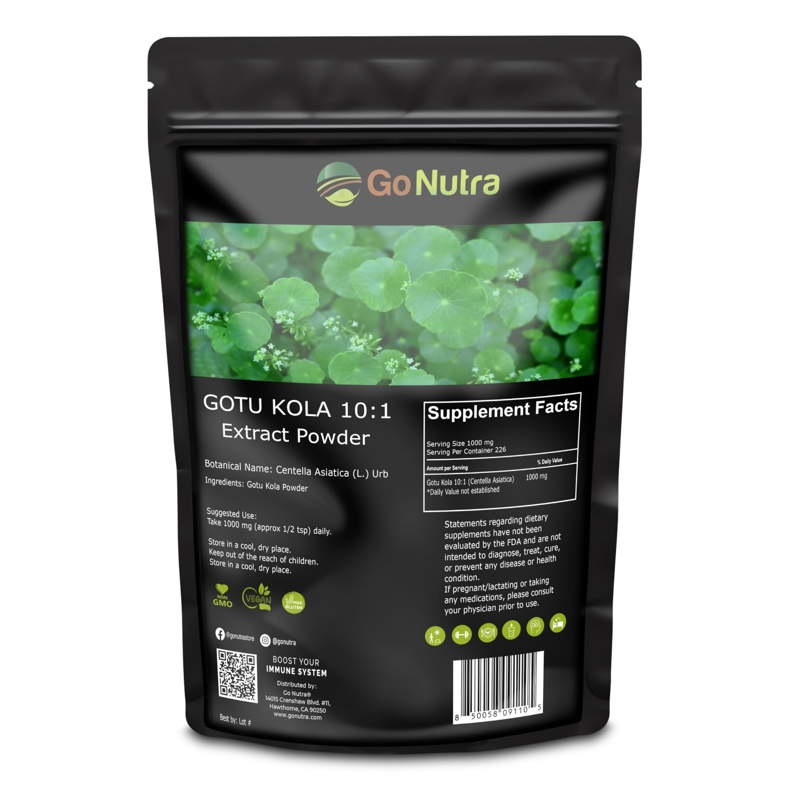 Gotu Kola Extract 10:1 Powder – 8 oz Centella Asiatica | Gotu Kola Powder NonGmo
