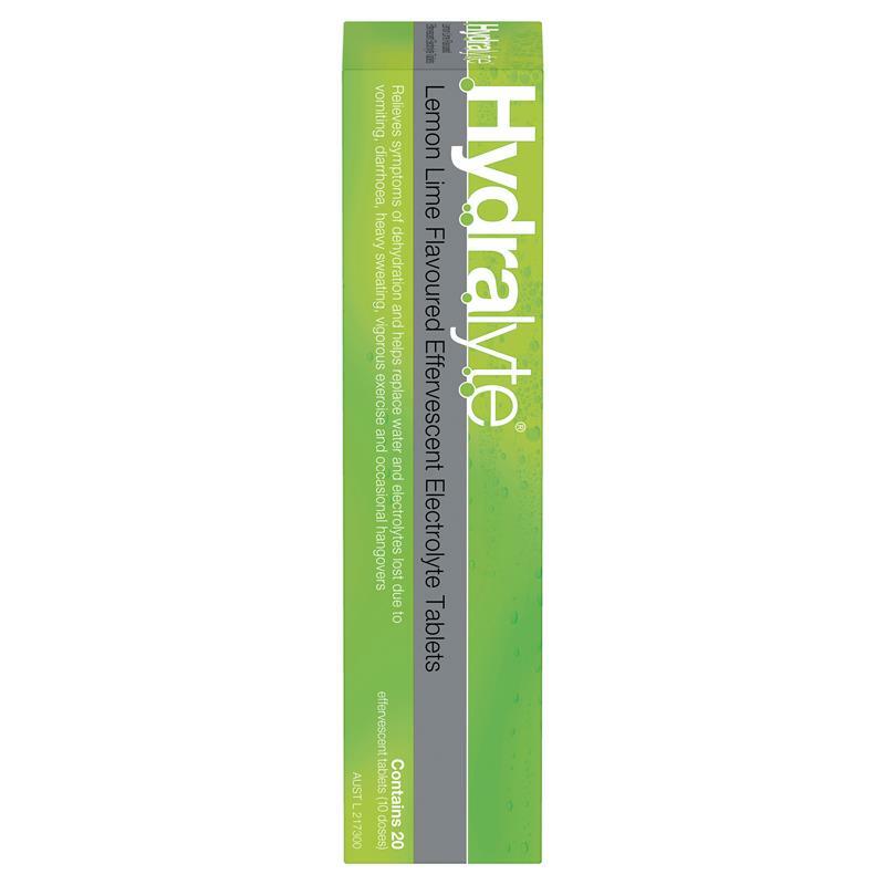 Hydralyte Effervescent Electrolyte Lemon Lime Flavour For Dehydration 20 Tablets