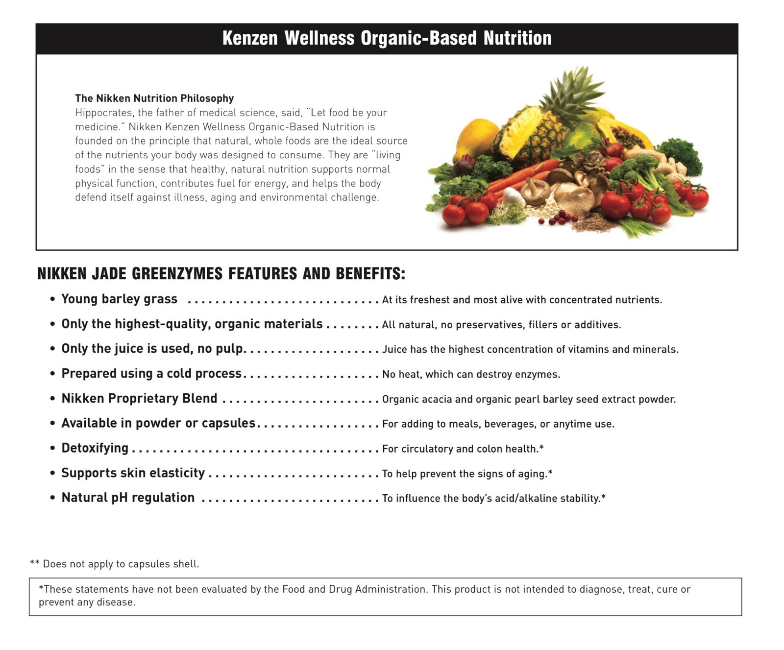NEW – Nikken Kenzen Jade GreenZymes Organic Barley Grass Capsules