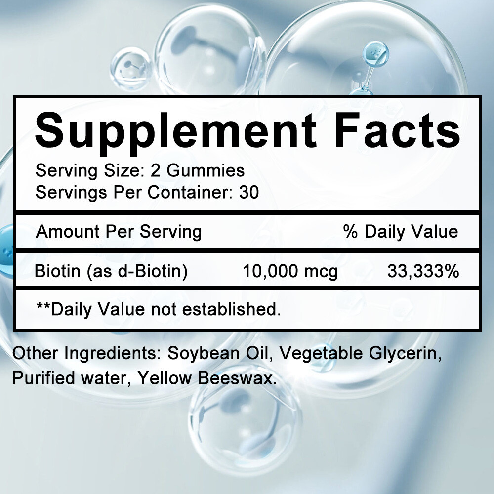 Biotin Supplement, 10000mcg, Rapid Release Gummies EXP. 09/26