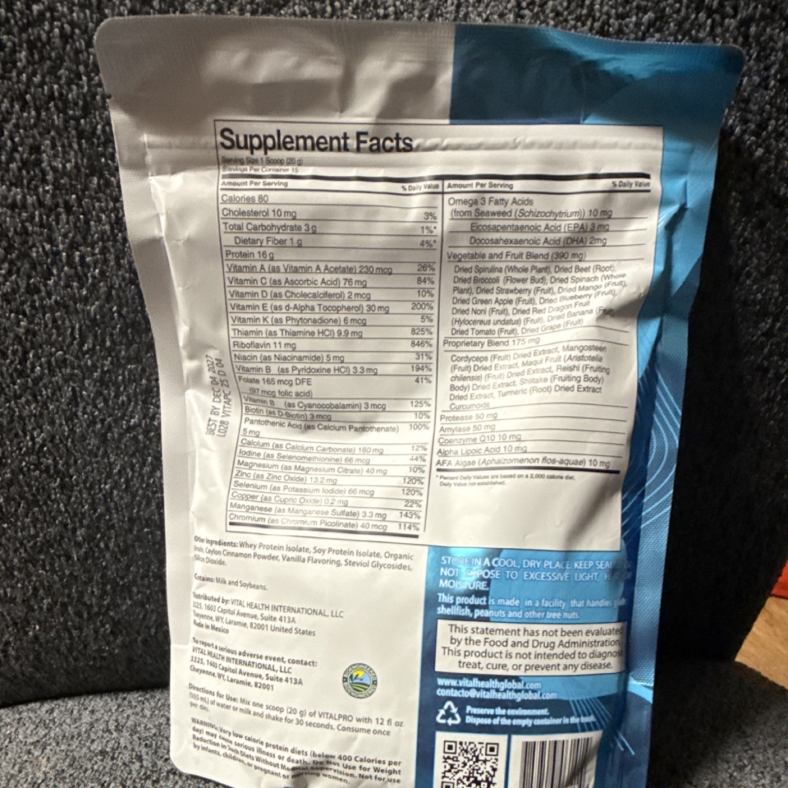 VitalHealth VitalPro Vanilla Powdered Dietary Supplement Protein Keto 5.3 oz