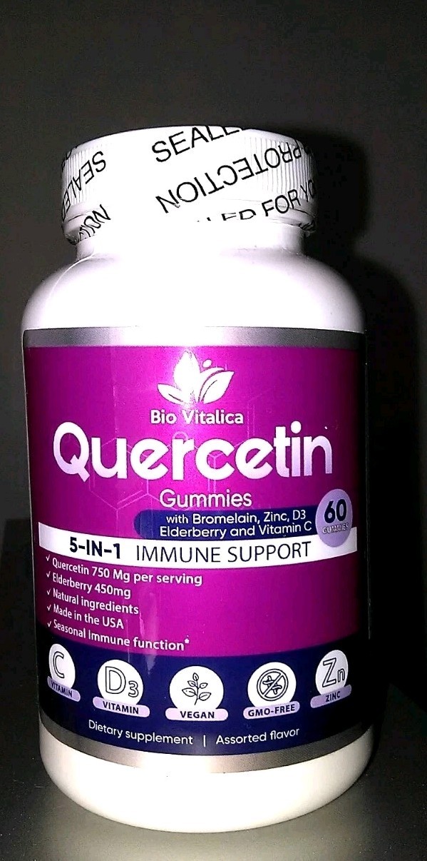 BIO VITALICA 5 in 1 Immune Support Quercetin Gummies w/ Bromelain Vitamin C -NEW