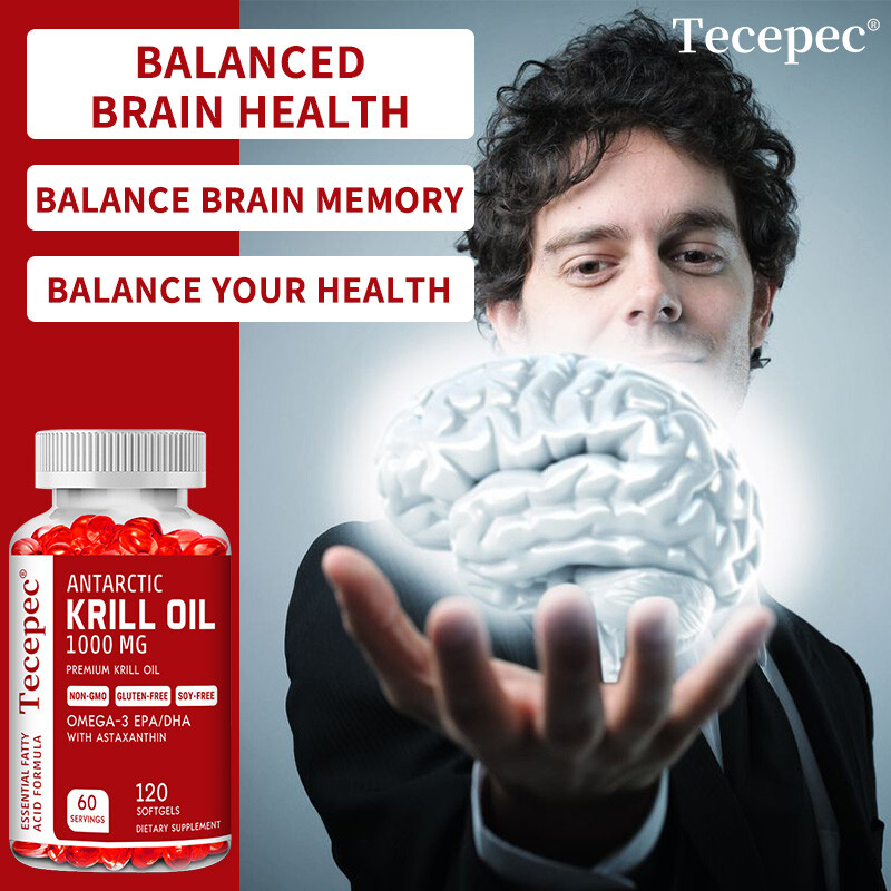 Antarctic Krill Oil 1000 mg With Omega-3, EPA, DHA, and Astaxanthin Supplement