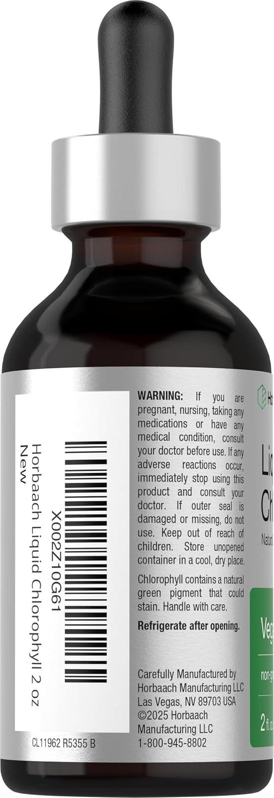 Horbäach Liquid Chlorophyll Drops 2 fl oz Peppermint Vegan Non-GMO