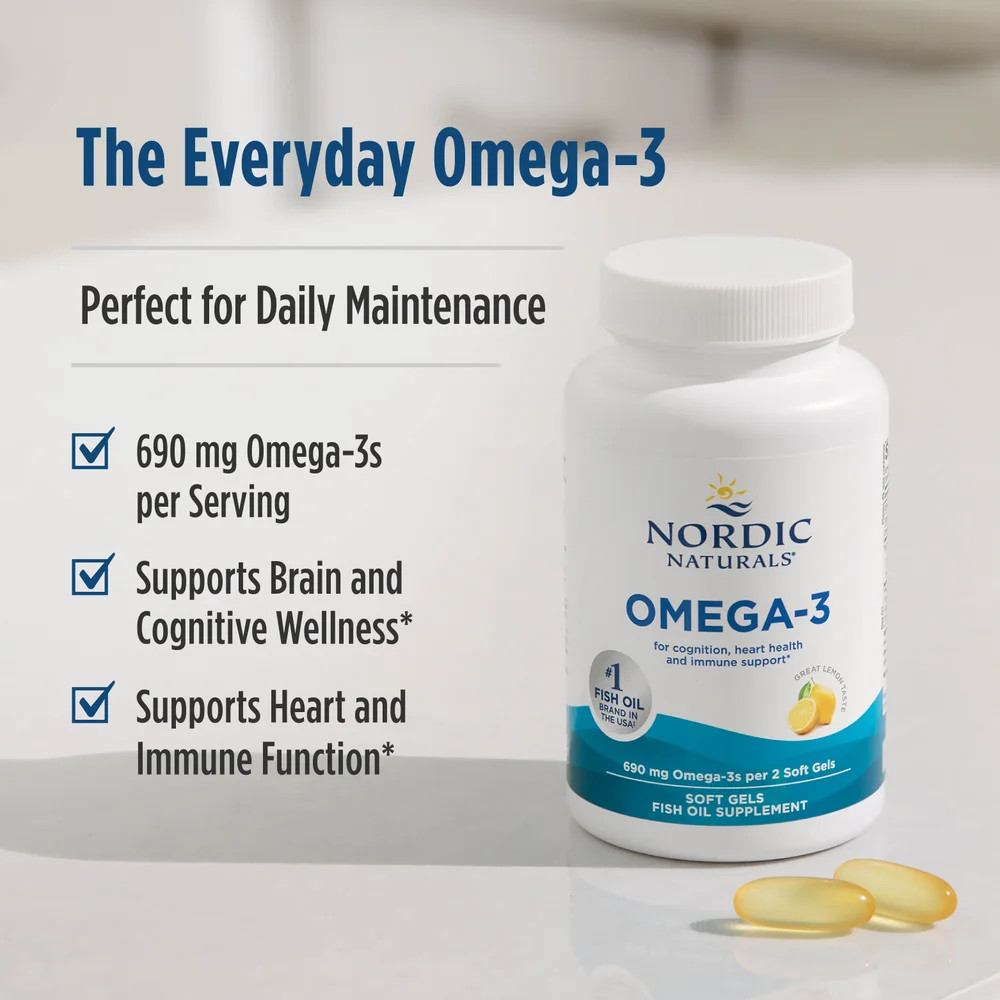Nordic Naturals Lemon Omega-3 – Aids Cognition, Heart Health, and Immune Support