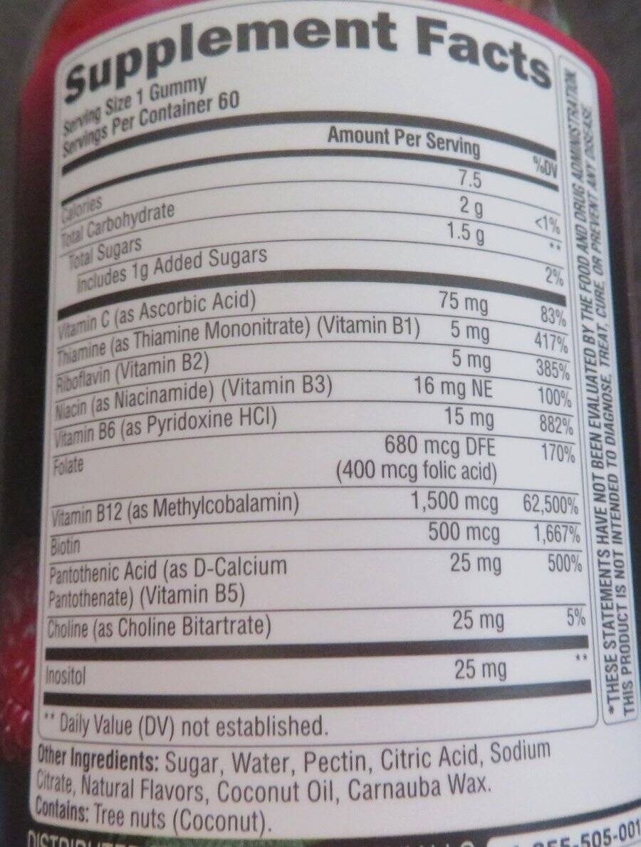 VITAMIN B-COMPLEX Dietary Supplement 60 Gummies Energy Brain Mood Berry Flavor