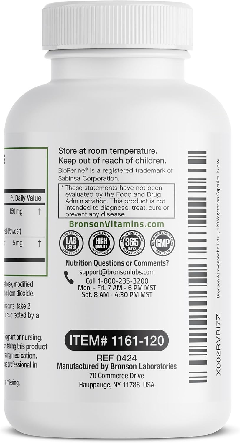 Bronson Ashwagandha Extra Strength Stress & Mood 120 Count (Pack of 1)
