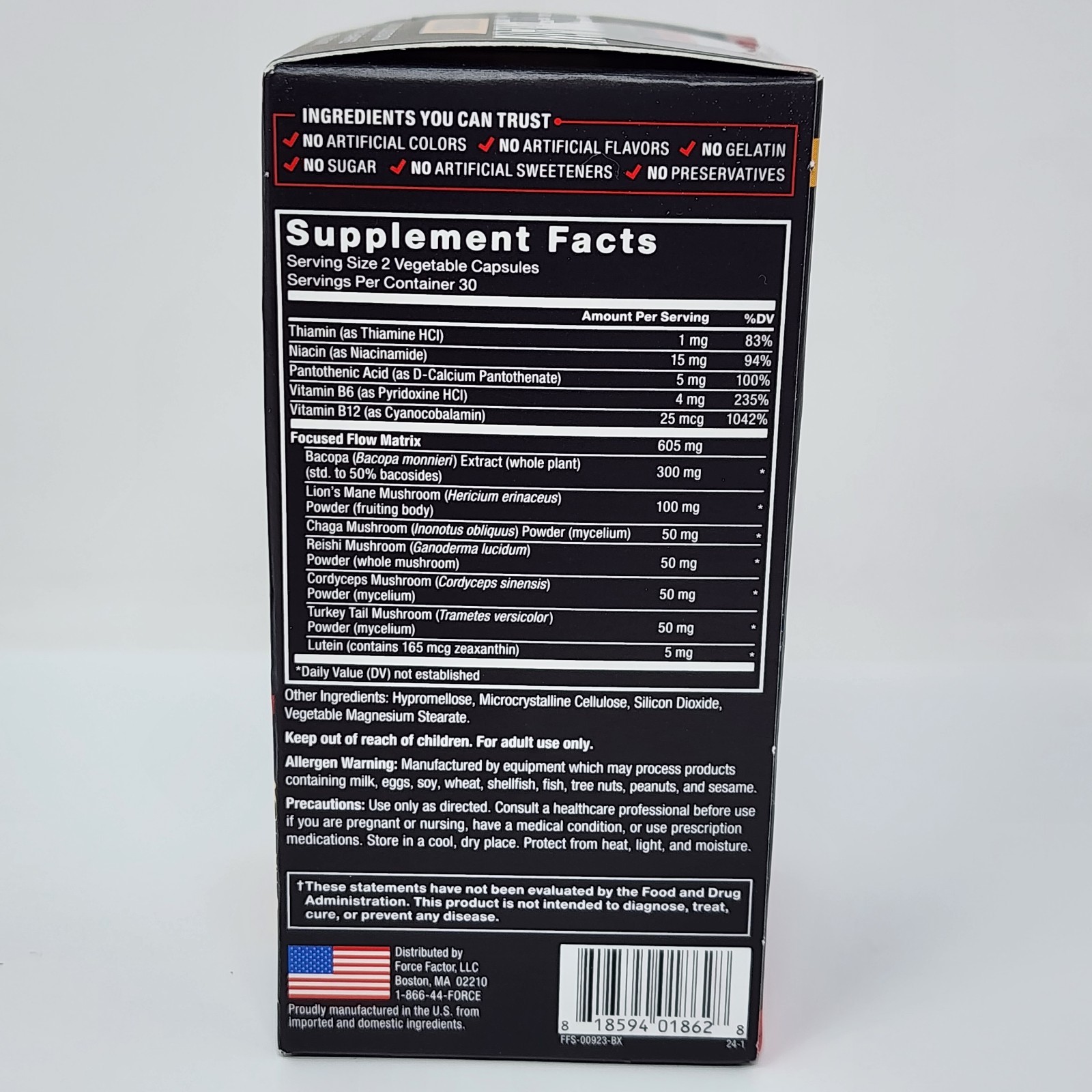 Force Factor Forebrain Focus Dietary Supplement, 60 Capsules Exp 12/2028