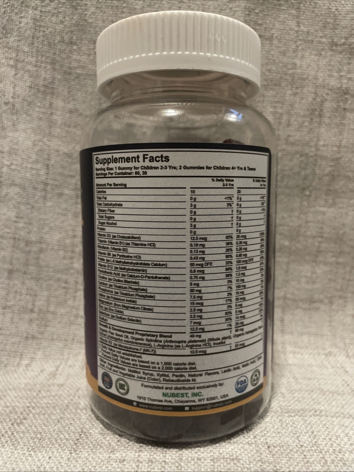 NuBest Tall Gummies Mixed Berry 60 Gummies Calcium D3 K2 Omega 3-6