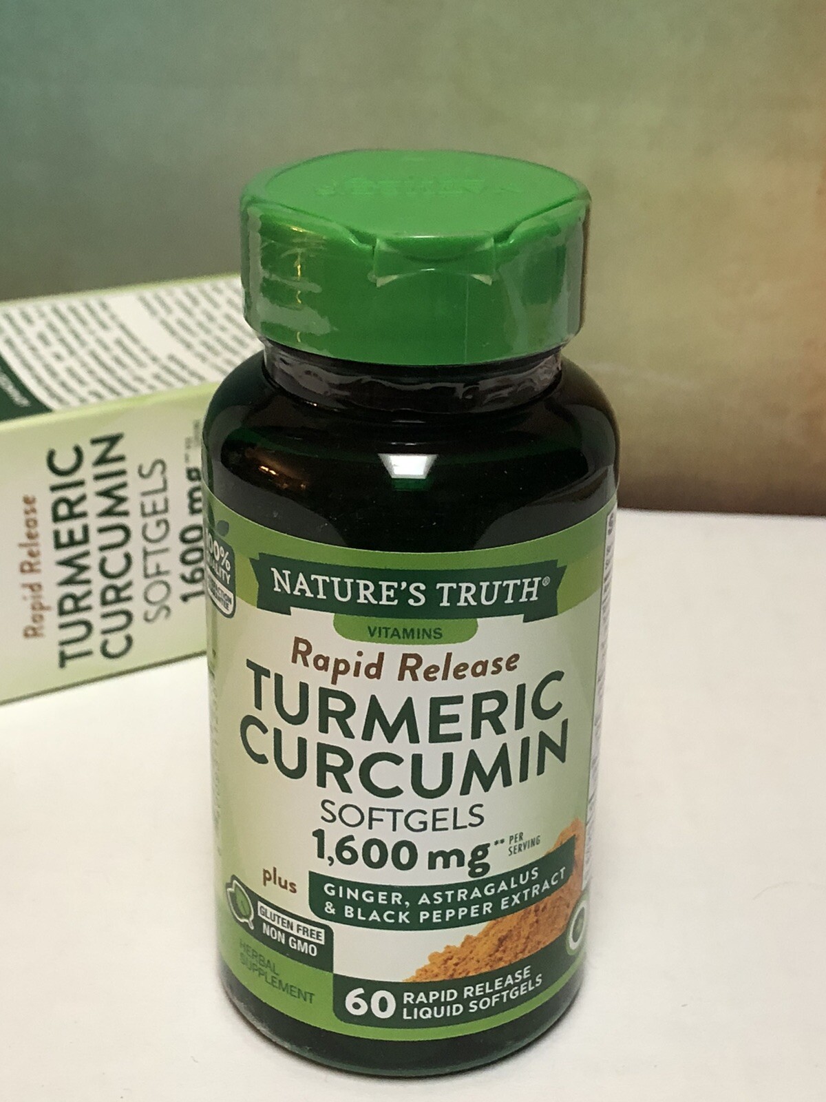 NEW Nature’s Truth Turmeric Curcumin 1600mg Rapid Release Softgels 60 Ct ~ NIB