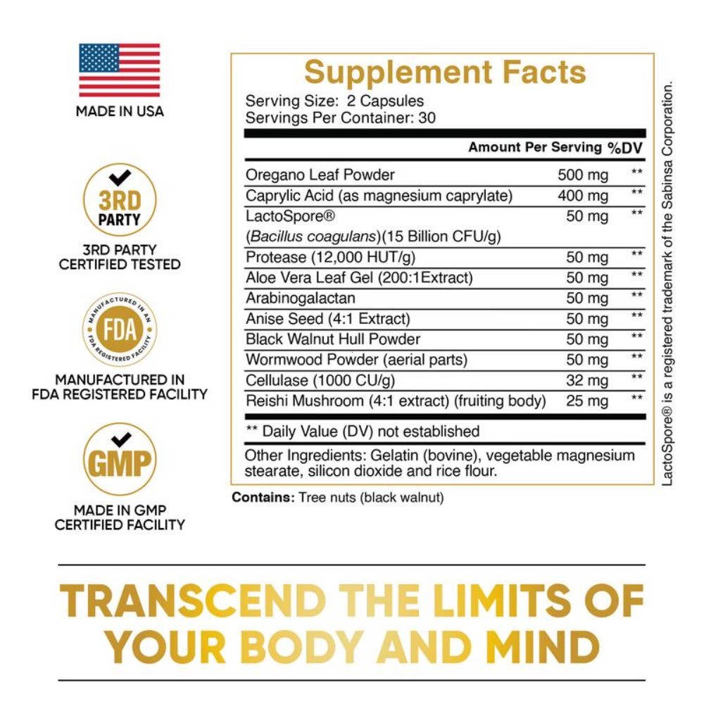 Candida Cleanse Gut & Colon Support 60 Capsules For Women & Men, Fast shipping