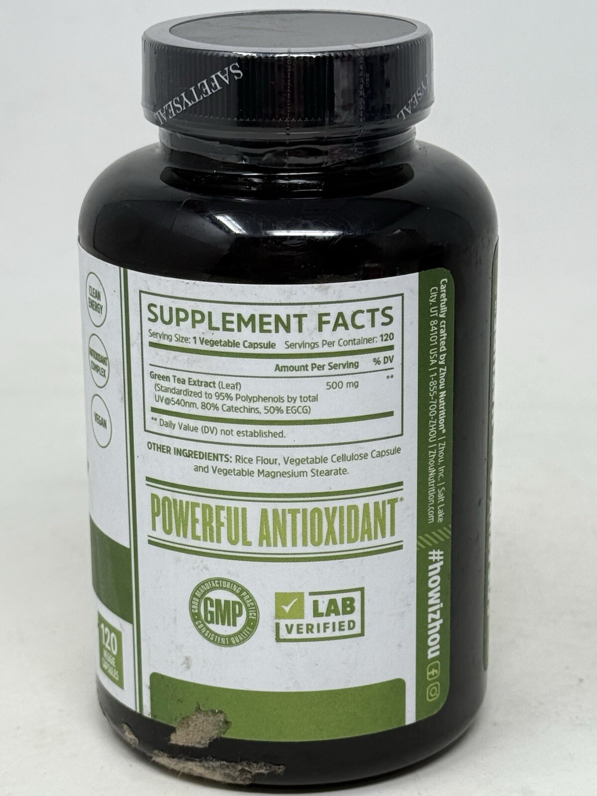 Zhou Green Tea Extract with EGCG 120 Veggie Capsules New Sealed Exp 04/2027