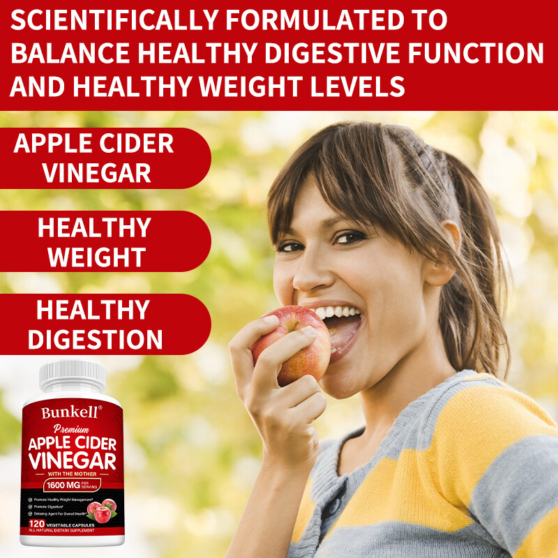 Apple Cider Vinegar Capsules 1600mg with The Mother for Weight Loss and Energy